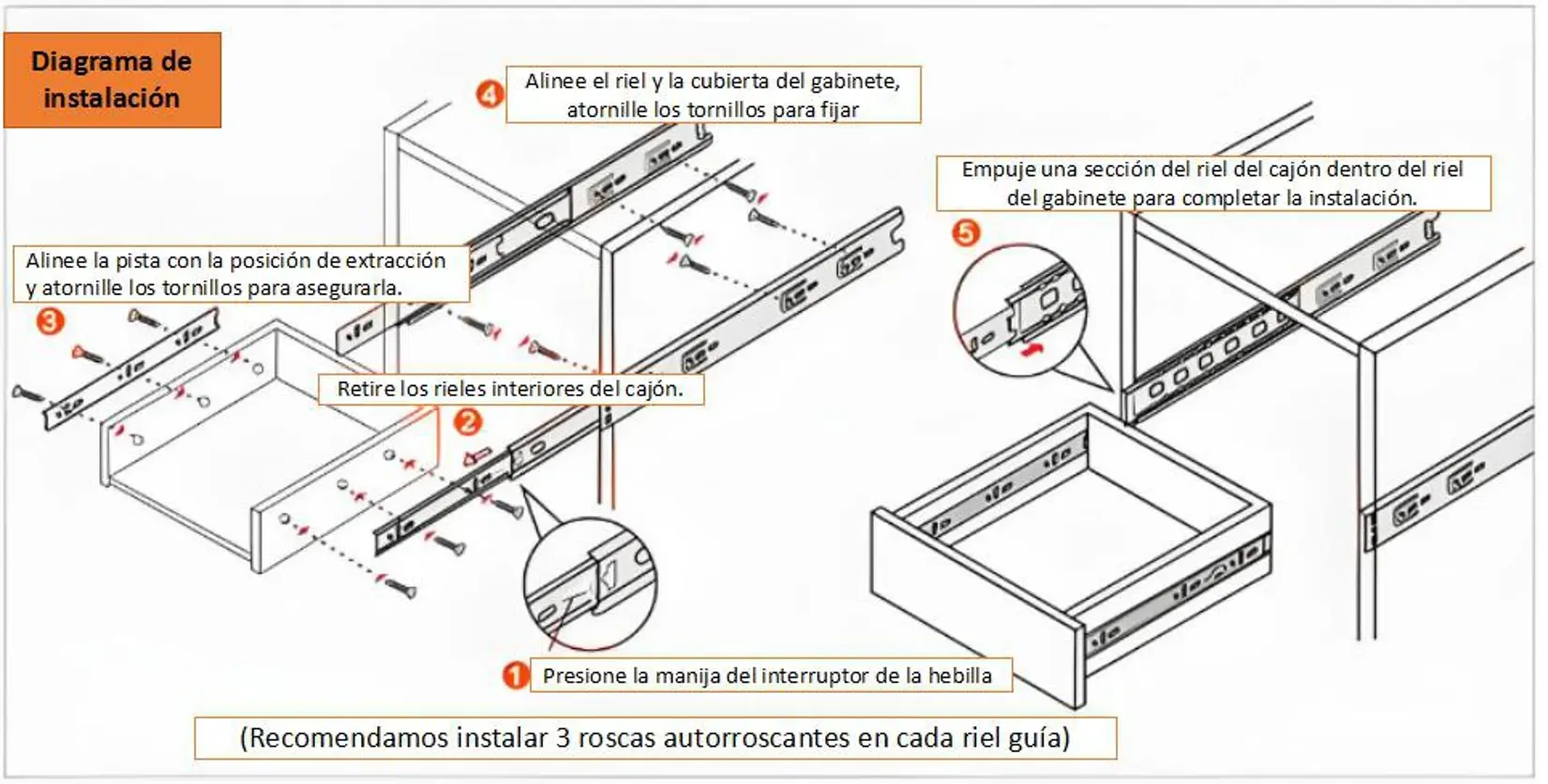 como instalar corredera telescopica push para cajones como instalar corredera telescopica push para cajones