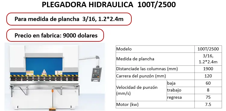 Plegadora Hidraulica 100T/2500