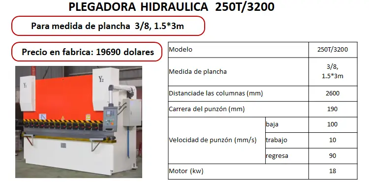 Plegadora Hidraulica 250T/3200