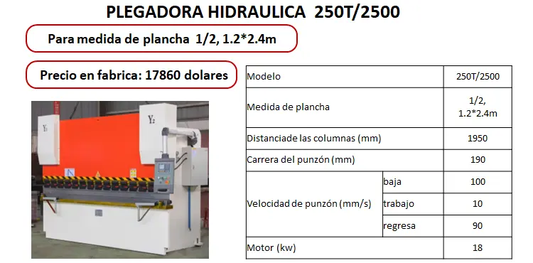 Plegadora Hidraulica 250T/2500