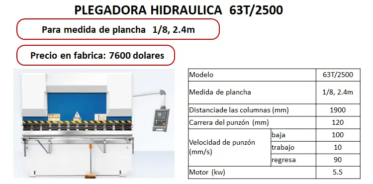 Plegadora Hidraulica 63T/2500